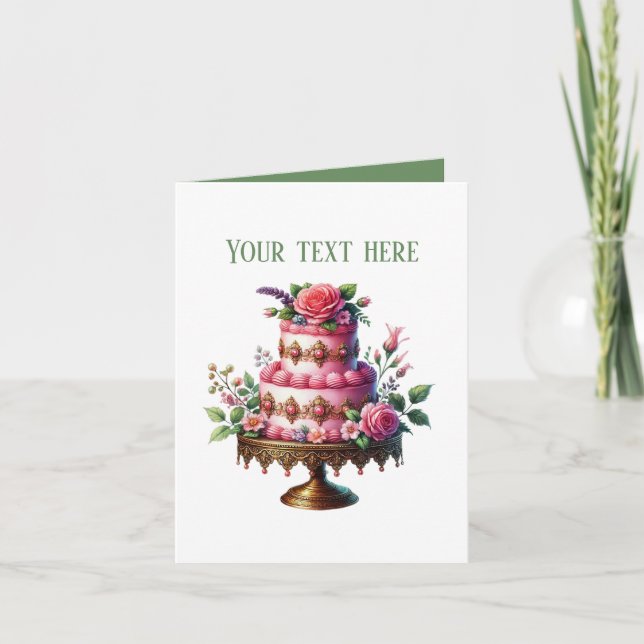 Cute cake baker bakery customizable card (Front)