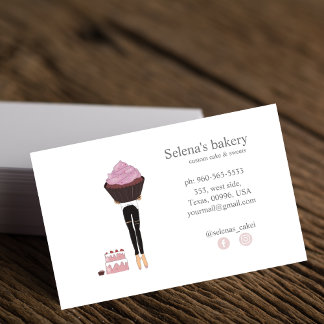 cute, cake, bakery business card