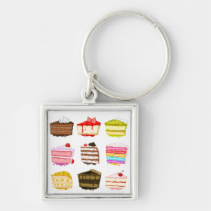 Cute cake birthday cake with colourful cream key ring