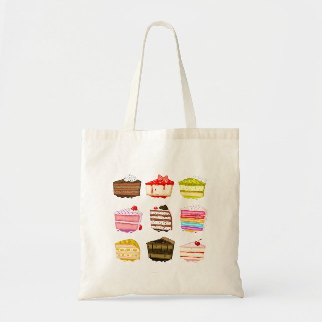 Cute cake birthday cake with colourful cream tote bag (Front)