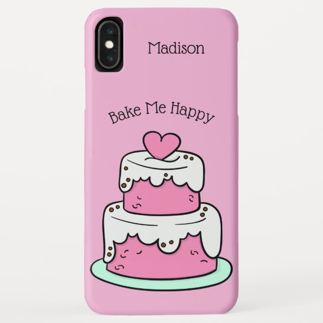 Cute Cake custom name, text & colour phone cases (Back)