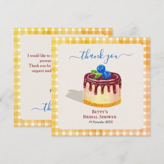 Cute Cake Dessert Orange Bridal Shower Thank You  Card