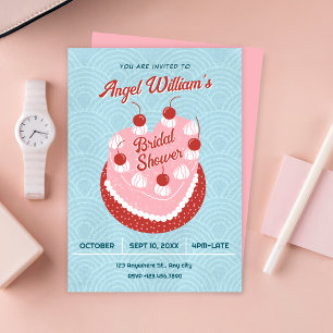 Cute cake heart bridal shower invitation