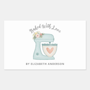 Cute Cake Mixer Baked With Love Rectangular Sticke Sticker