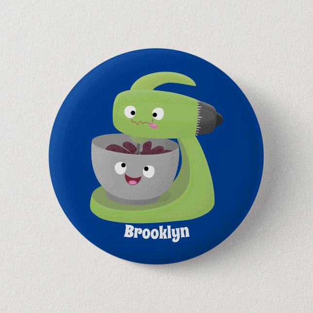 Cute cake mixer kitchen appliance cartoon 6 cm round badge (Front)