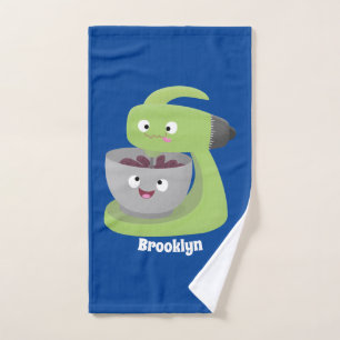 Cute cake mixer kitchen appliance cartoon bath towel set