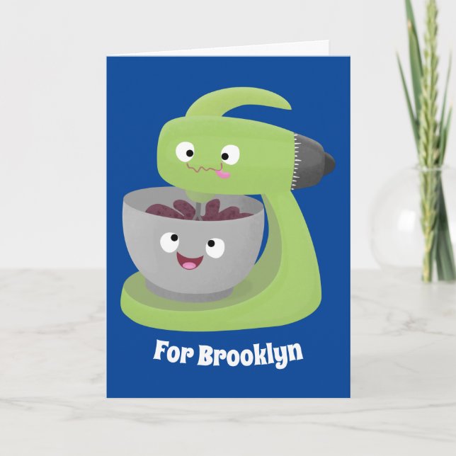 Cute cake mixer kitchen appliance cartoon card (Front)