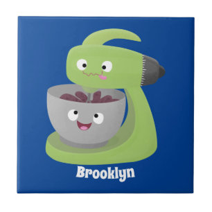 Cute cake mixer kitchen appliance cartoon  ceramic tile