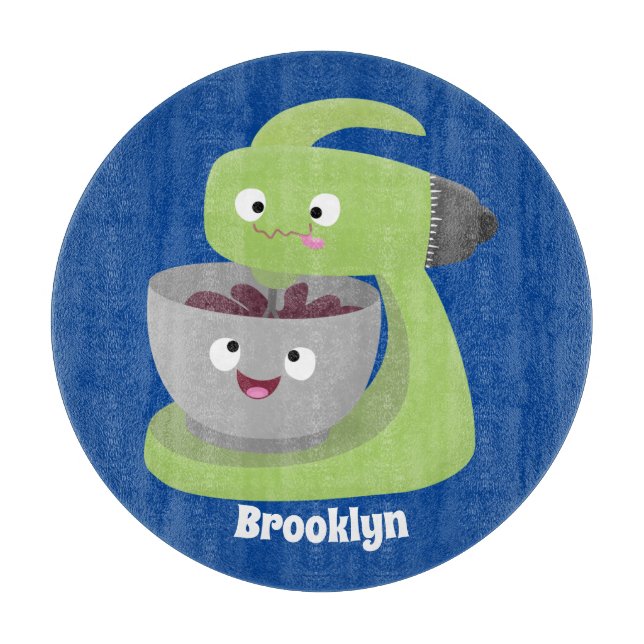 Cute cake mixer kitchen appliance cartoon  cutting board (Front)