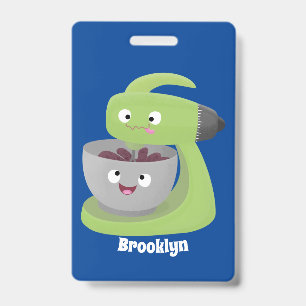 Cute cake mixer kitchen appliance cartoon ID badge