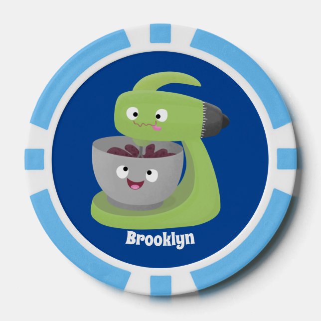 Cute cake mixer kitchen appliance cartoon poker chips (Front)