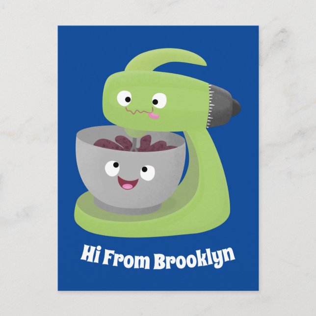 Cute cake mixer kitchen appliance cartoon  postcard (Front)