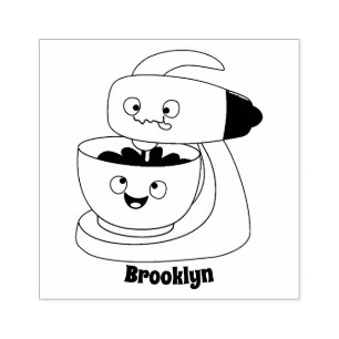 Cute cake mixer kitchen appliance cartoon rubber stamp