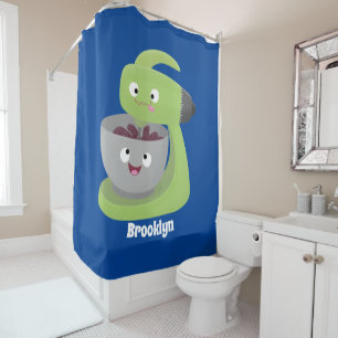 Cute cake mixer kitchen appliance cartoon  shower curtain