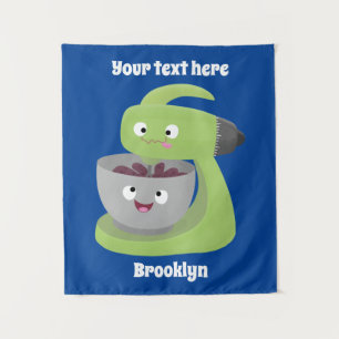 Cute cake mixer kitchen appliance cartoon tapestry