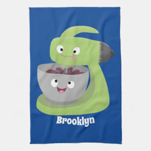 Cute cake mixer kitchen appliance cartoon tea towel