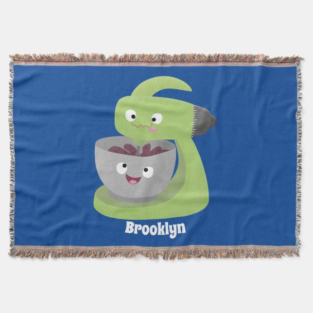 Cute cake mixer kitchen appliance cartoon throw blanket (Front)