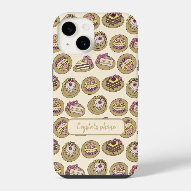 Cute Cake Pattern Personalised iPhone Case (Back)