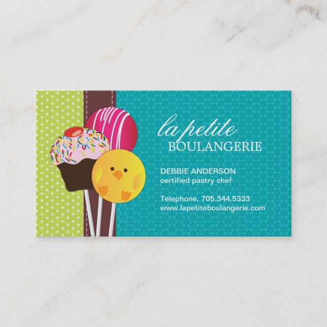 Cute Cake Pop Business Cards (Front)