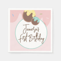 Cute Cakepop Balls First Birthday Frosting  