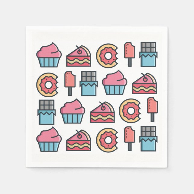 Cute Cakes and Desserts Pattern Napkin (Front)