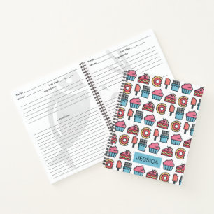 Cute Cakes and Desserts Pattern Personalised Notebook