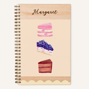 Cute Cakes Dessert Cafe with Name Notebook
