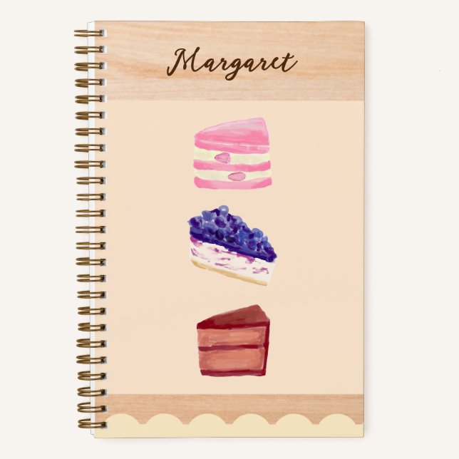 Cute Cakes Dessert Cafe with Name Notebook (Front)