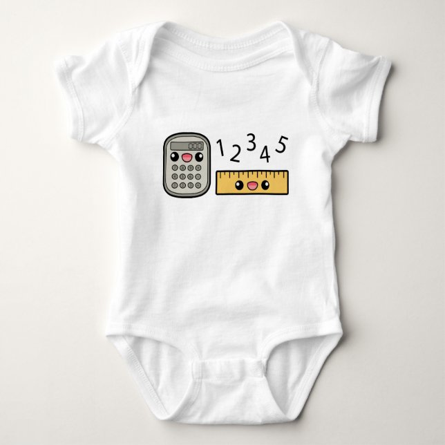 Cute Calculator And Ruler With Numbers Baby Bodysuit (Front)