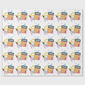 Cute Calculator and School Supplies Illustration Wrapping Paper