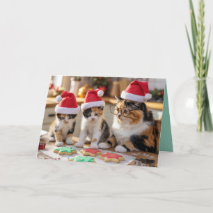 Cute Calico Cat Christmas Cookie Card