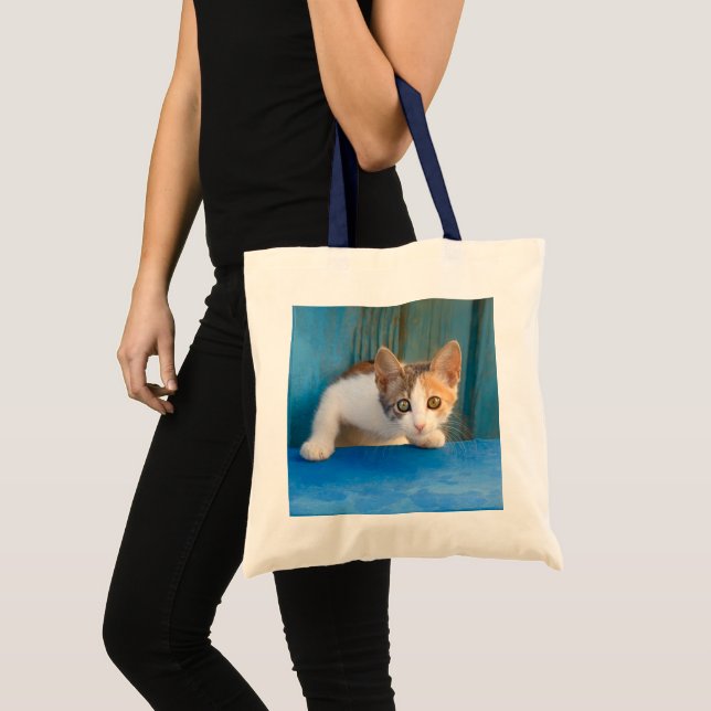 Cute Calico Cat Kitten Funny Curious Eyes Photo - Tote Bag (Front (Product))