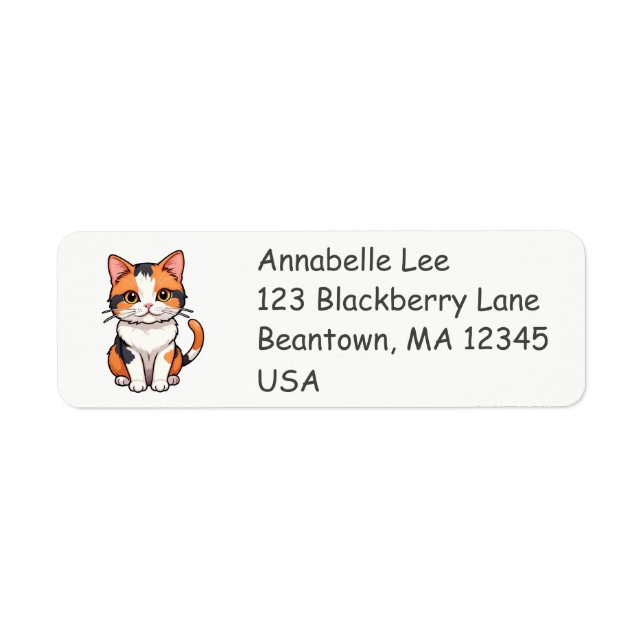 Cute Calico Cat Label Return Address Label (Front)