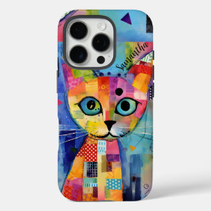 Cute Calico Cat Personalised iPhone 16 Pro Case