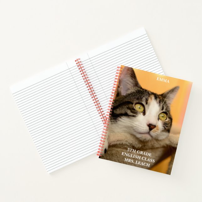 Cute Calico Cat School Kids Classroom  Notebook  (Inside)