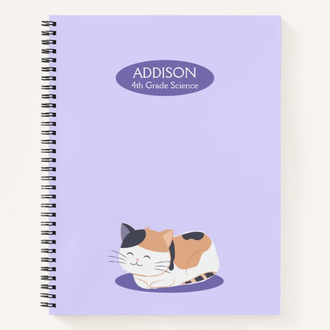 Cute Calico Cat Spiral Notebook (Front)