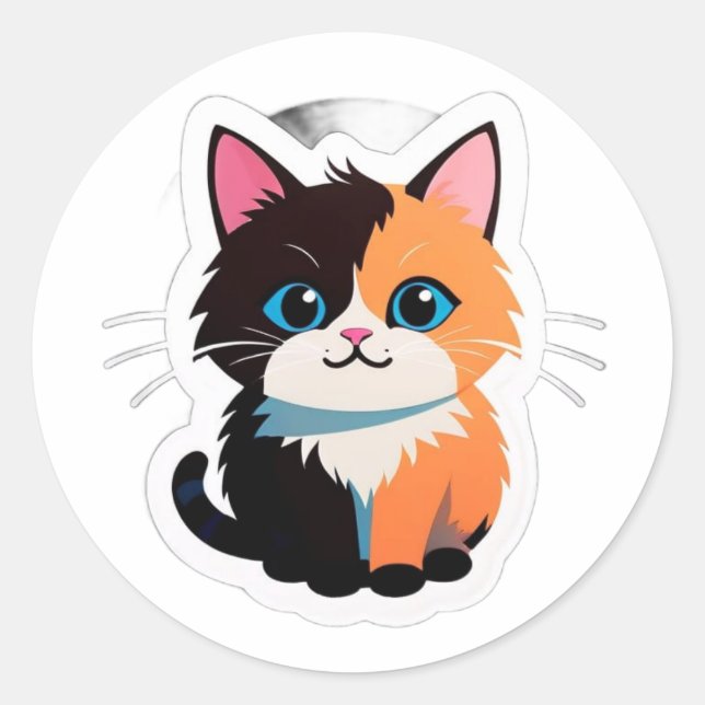 Cute Calico Cat Sticker – Adorable Dual-Tone Kitty (Front)