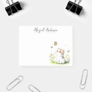 Cute Calico Kitten with Butterflies Personalised Post-it Notes