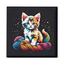 Cute Calico Kitten with Yarn