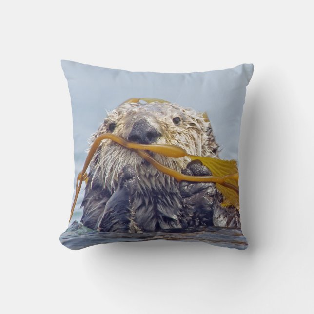 Cute California Sea Otter 2-sided Pillow (Front)