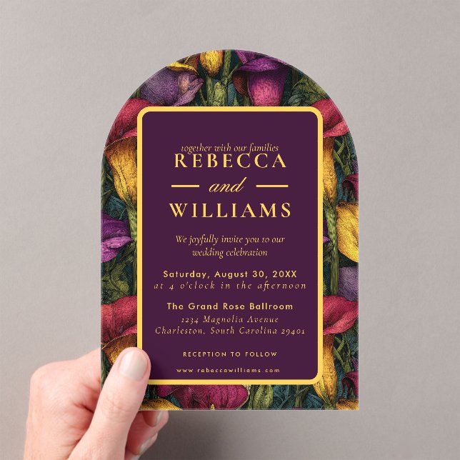 Cute Calla Lilies Garden Retro Wedding Acrylic Invitations (Insitu (Handheld))