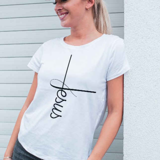 Cute Calligraphy Cross Jesus T-shirt (Creator Uploaded)