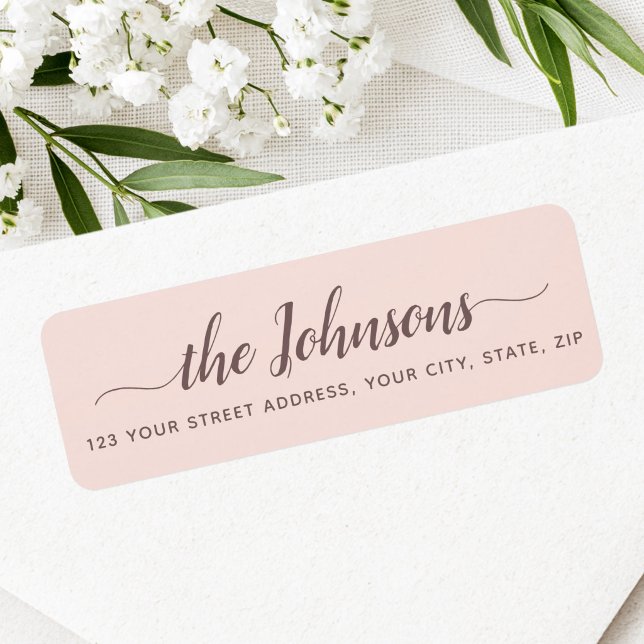 Cute calligraphy script blush pink return address label (Cute calligraphy script blush pink return address label)