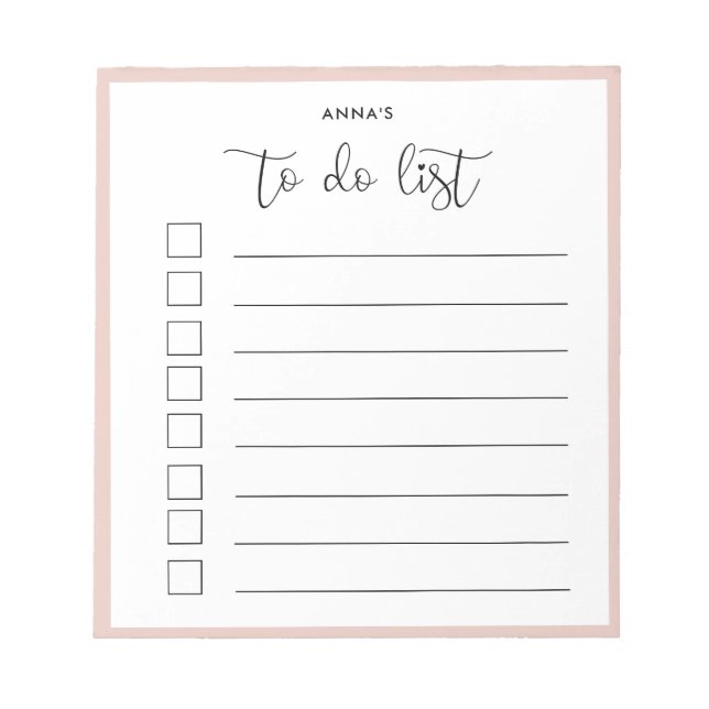 Cute calligraphy To Do list Notepad (Front)
