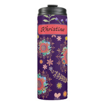 Cute Calssic Personalised Floral Thermal Tumbler