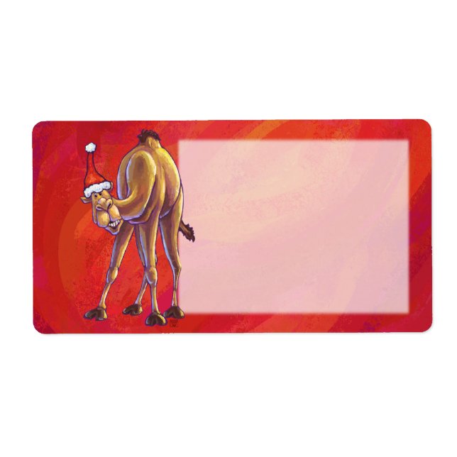 Cute Camel Christmas On Red (Front)