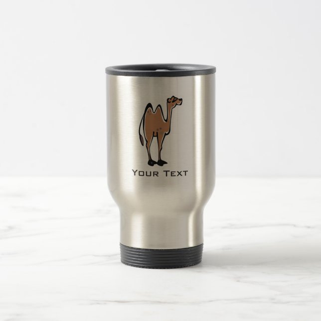 Cute Camel; Metal-look Travel Mug (Center)