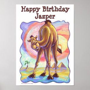 Cute Camel Personalised Party Centre Poster