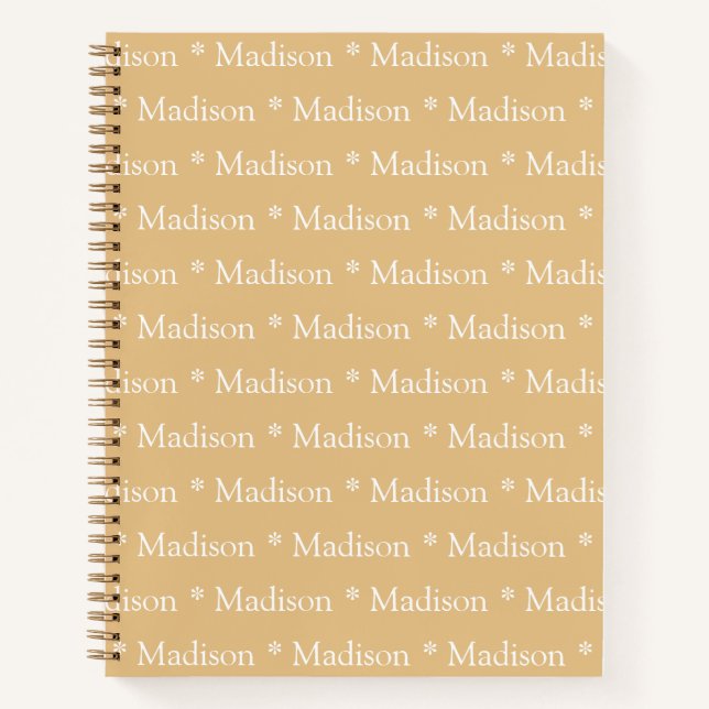 Cute camel white custom name text pattern recipe notebook (Front)