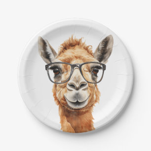 Cute camel with glasses paper plate